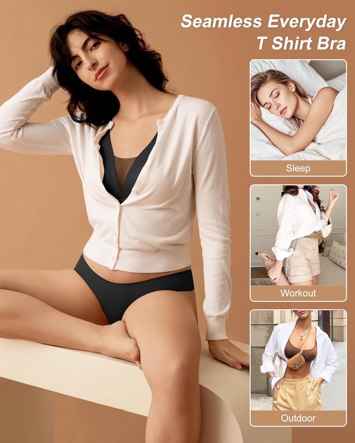 SHARICCA Womens Wireless Bras Full Coverage Deep V Mesh Bra Comfortable Seamless Soft Padded Sleep Bralettes - Image 5