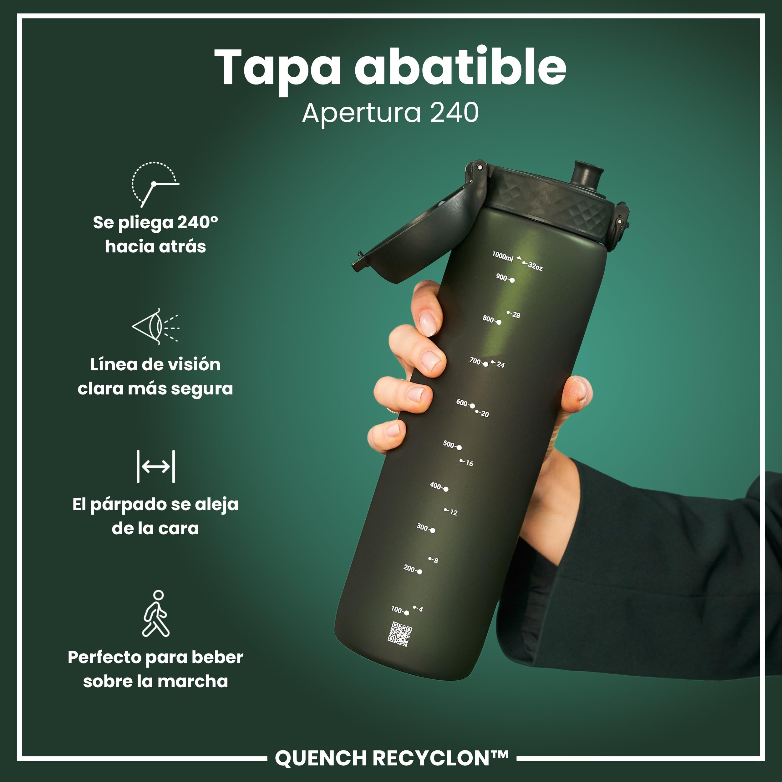 ion8 Botellas de Agua, a Prueba de Fugas, Fácil de Abrir, Cierre Seguro, Apta para Lavavajillas, Libre de BPA, Tapa Higiénica Abatible, Asa de Transporte, Fácil Limpieza