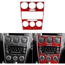Real Fiber Radio Climate Center Console Fit for Mazda 6 2003-2008 | for Mazdaspeed6 Sport / Grand Touring 2006-2008 | Accessories | Real Fiber Cover Radio Climate | Decals | Thick Overlay | Red