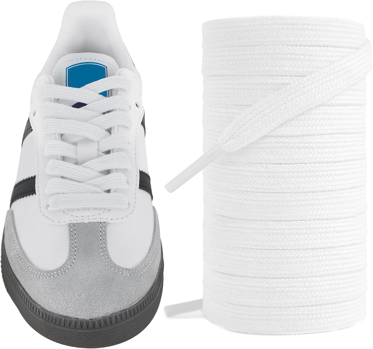 UamGlsob Poly Cotton Shoelaces for Samba Classic/Spezial/Gazelle/SL72 Sneaker, 8mm Durable Soft Retro Shoe Laces Replacement