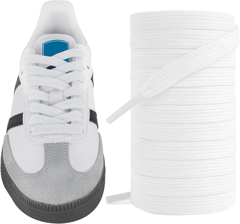 UamGlsob Poly Cotton Shoelaces for Samba Classic/Spezial/Gazelle/SL72 Sneaker, 8mm Durable Soft Retro Shoe Laces Replacement