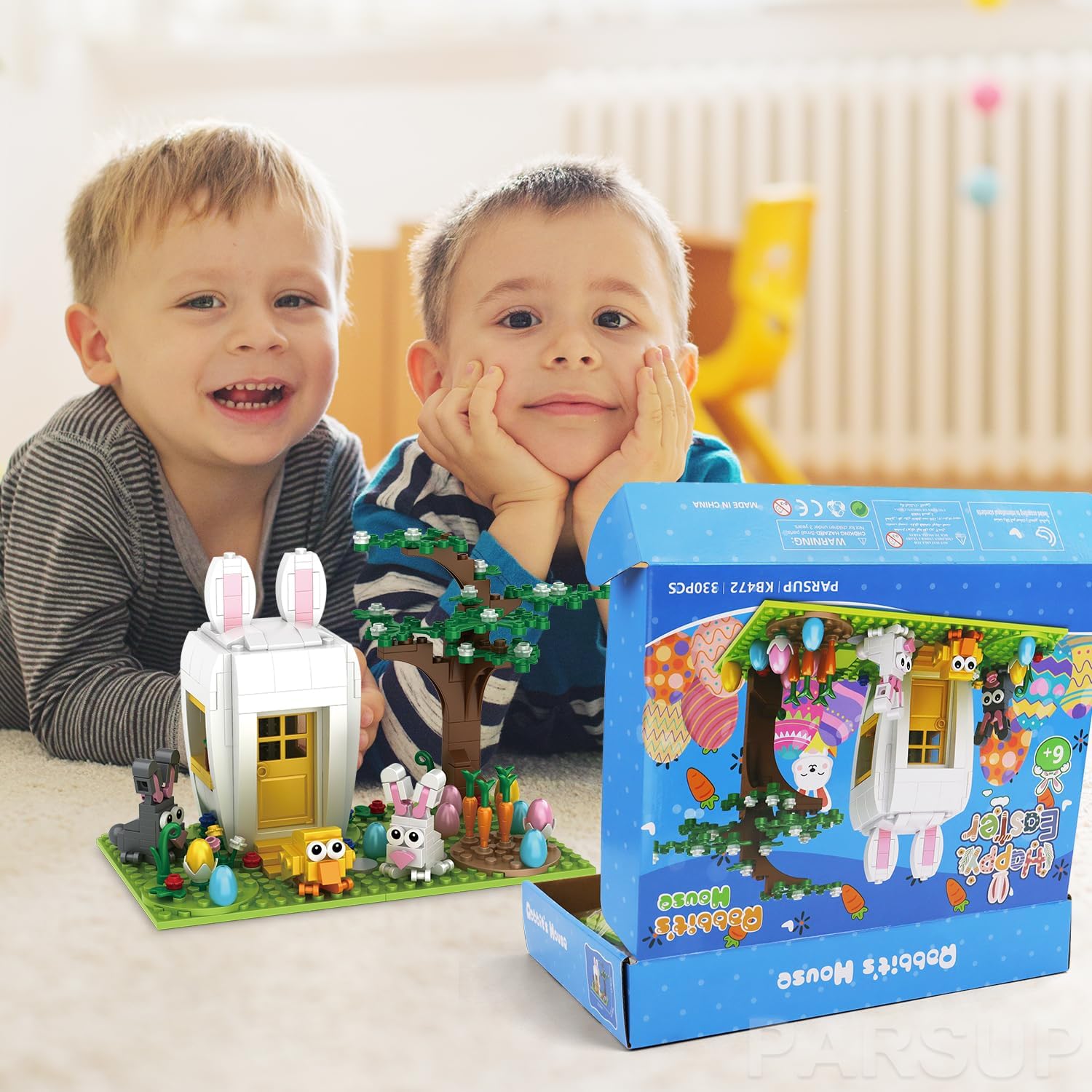 PARSUP Easter Building Blocks Gifts for Kids 4-12, Bunny Rabbit House Spring Birthday Party Favors for Son Daughter Boys Girls Teens