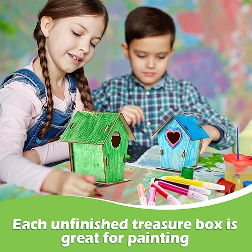 Miniatura 6 de Kigley 84 casas de madera para pájaros con 8 estilos, kit de casa para pájaros, kit de casa para pájaros de bricolaje incluye 72 piezas de madera