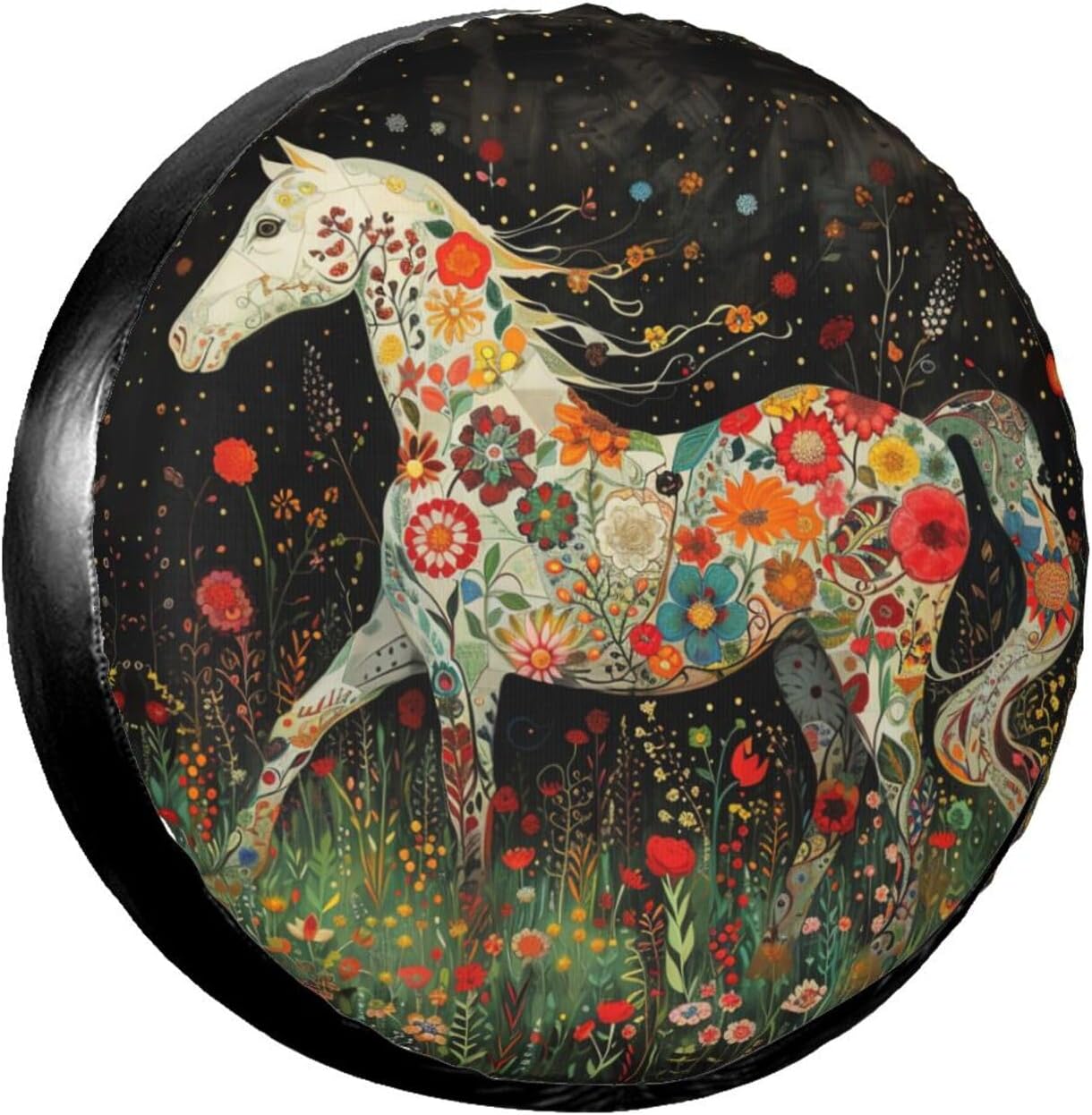 Scandinavian Horse Spare Tire Cover for Rv SUV Trailer Camper- Waterproof Wheel Protectors Cute Animal Wheel Cover Universal Fit for Truck Travel Camping Outdoor-15 inch