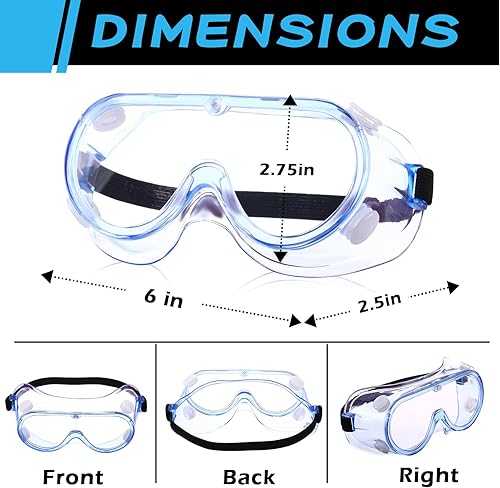 Miniatura 2 de Paquete de 30 gafas protectoras de seguridad, gafas de laboratorio transparentes para gafas antivaho para hombres y mujeres (azul transparente)