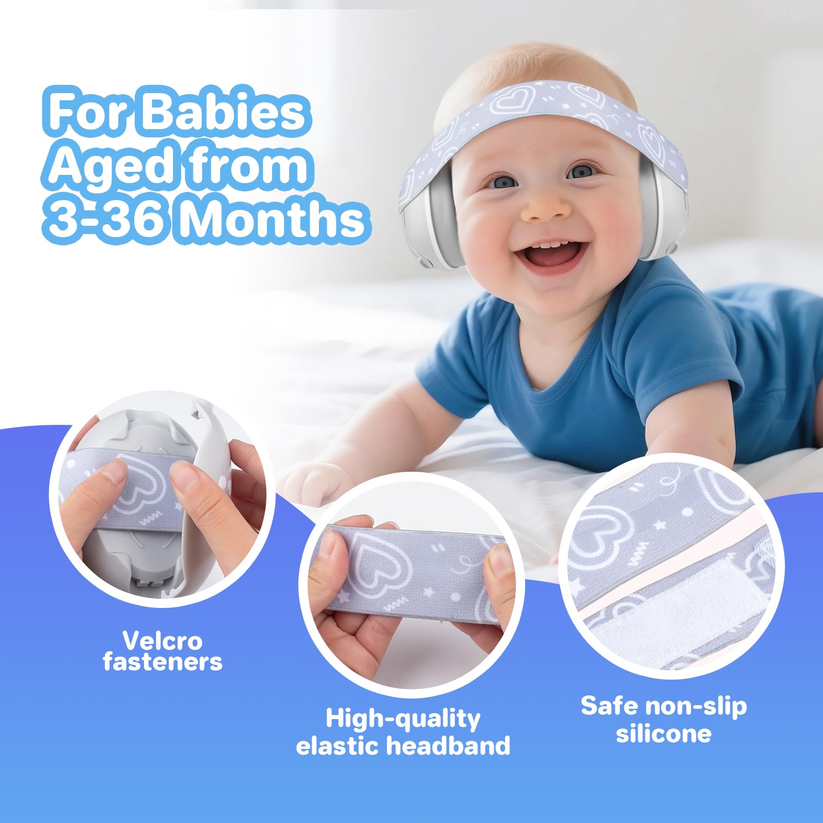 Heart Shape Baby Ear Defender for Babies and Toddlers up to 36 Months, Noise Reduction Earmuffs - Image 2