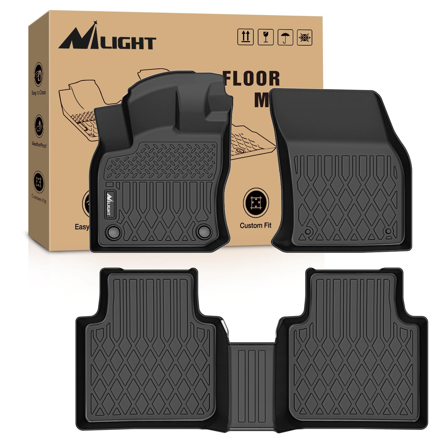Nilight TPE Floor Mats for Volkswagen Tiguan 2018 2019 2020 2021 2022 2023 2024, All Weather Custom Fit Heavy Duty Floor Liners