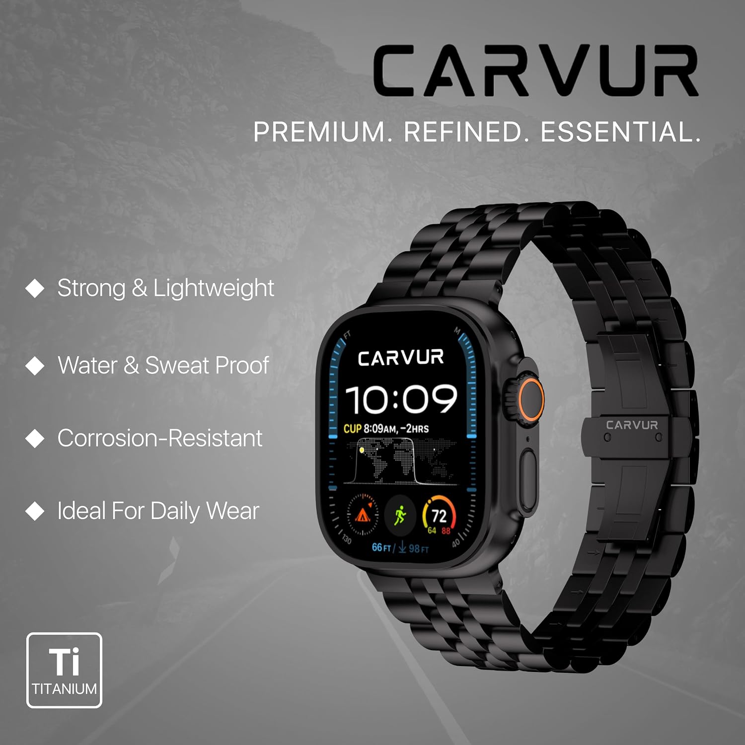 Titanium Watch Band T20 - For Apple Watch ULTRA 3 / ULTRA 2 / ULTRA (49mm) - Grade 2 Titanium - Premium Color Match - Secure Butterfly Clasp - Adjustable Apple Watch Band - (T20)