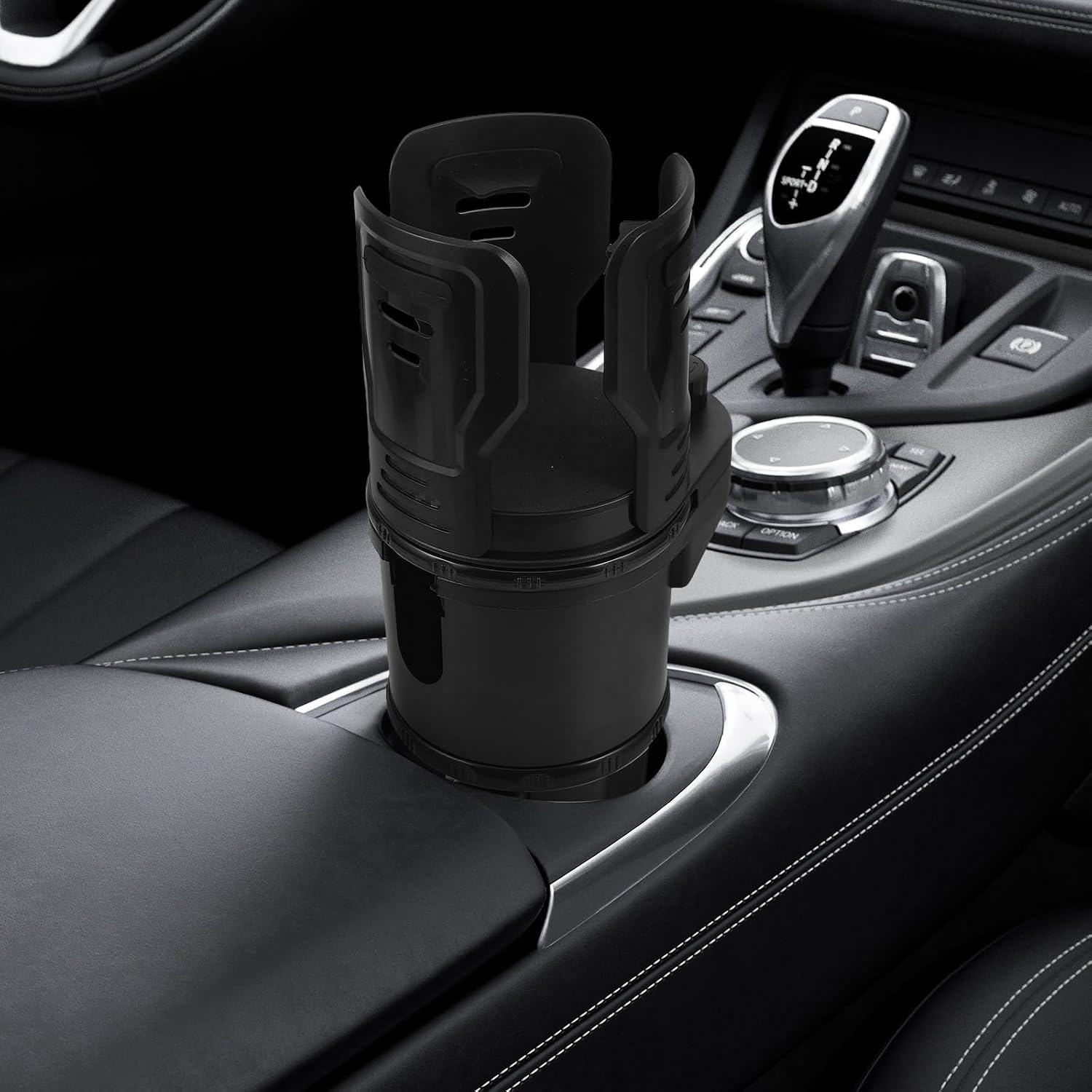 2 in 1 Rotating Car Cup Holder Organizer Black ABS Vehicle image 5