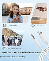 Vista 7 de Cable auxiliar para iPhone, [Certificado Apple MFi] Cable auxiliar Lightning a 3,5 mm para estéreo de coche, altavoz, auriculares, cable de audio