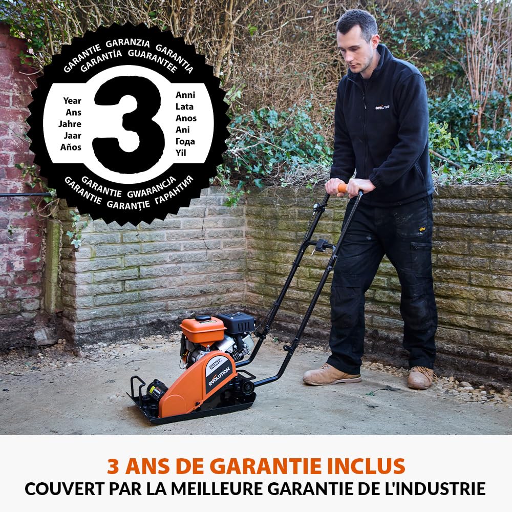 Evolution Power Tools Hulk Compacteur à essence à plaque vibrante, Idéale pour une excellente preparation de surfaces, Concasse, Sable, Graviers,Terre & Sols, 750 W Garantie 3 ans