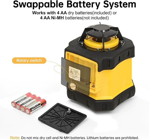 Lipril Rotary Laser level Kit, 2296' Range with Receiver, 1/16 @ 100' Horizontal Laser Transit, 6.8 x 4.5, Green Rotary Laser, Swappable Battery System for Indoor Outdoor Jobsites
