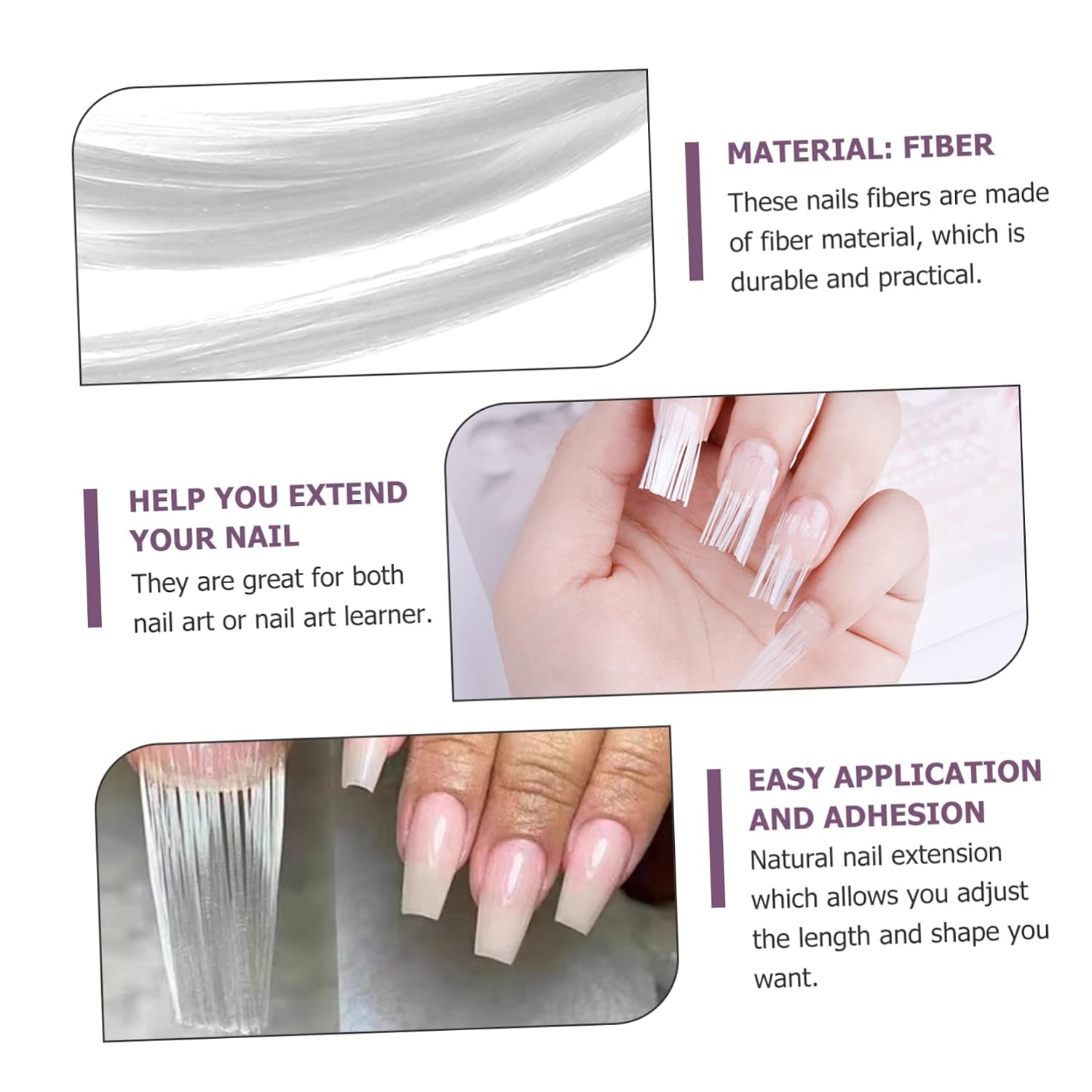 Ipetboom 1Bag Manicure Fiber Nail Extension Kit Fiberglass Polishing Gel for Shape Nail Art Fiber for Easy Application