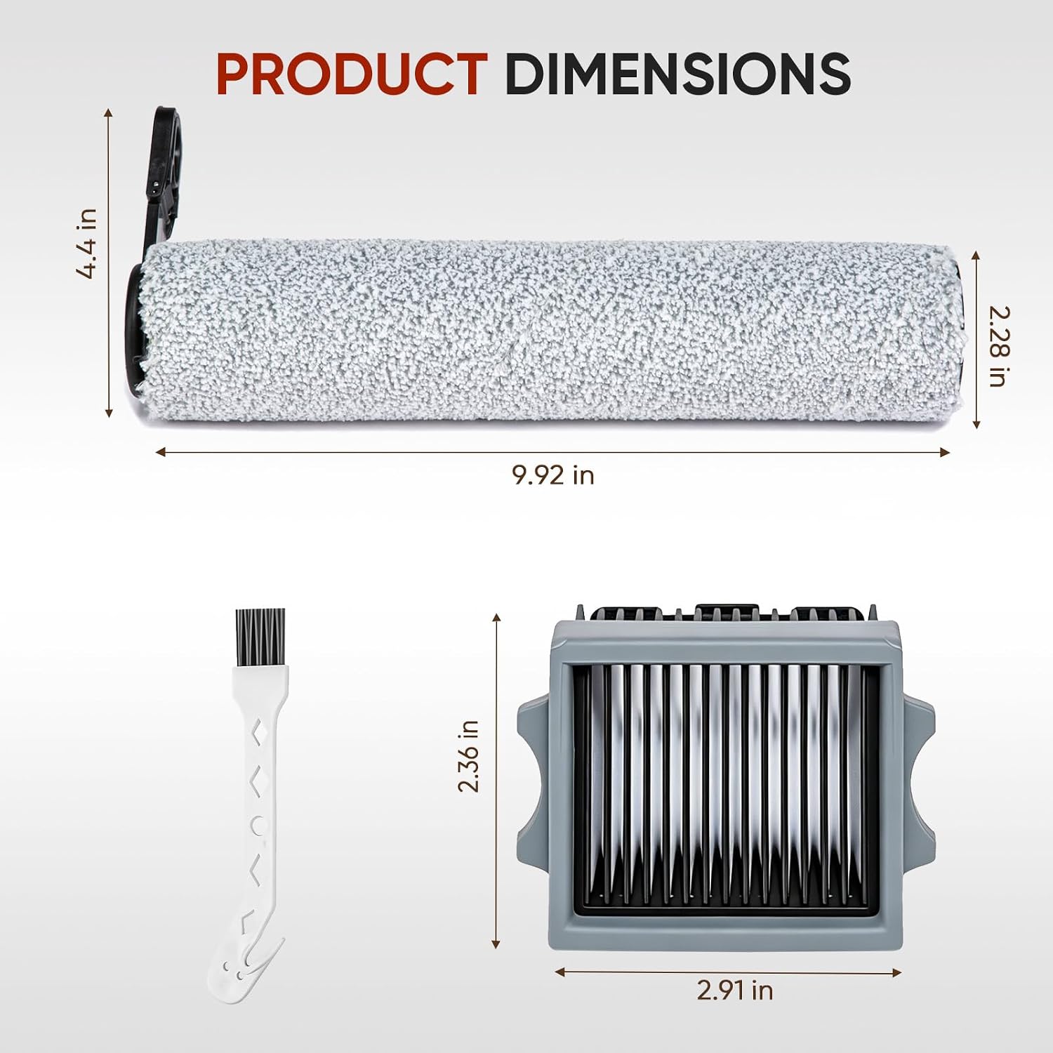 Roller Brush and Filter Replacement Compatible with Tineco Floor ONE Stretch S6/ i6 Stretch/ i5 Stretch/ S7 Stretch/ S9 Artist Cordless Wet Dry Vacuum Cleaner Replacement Parts