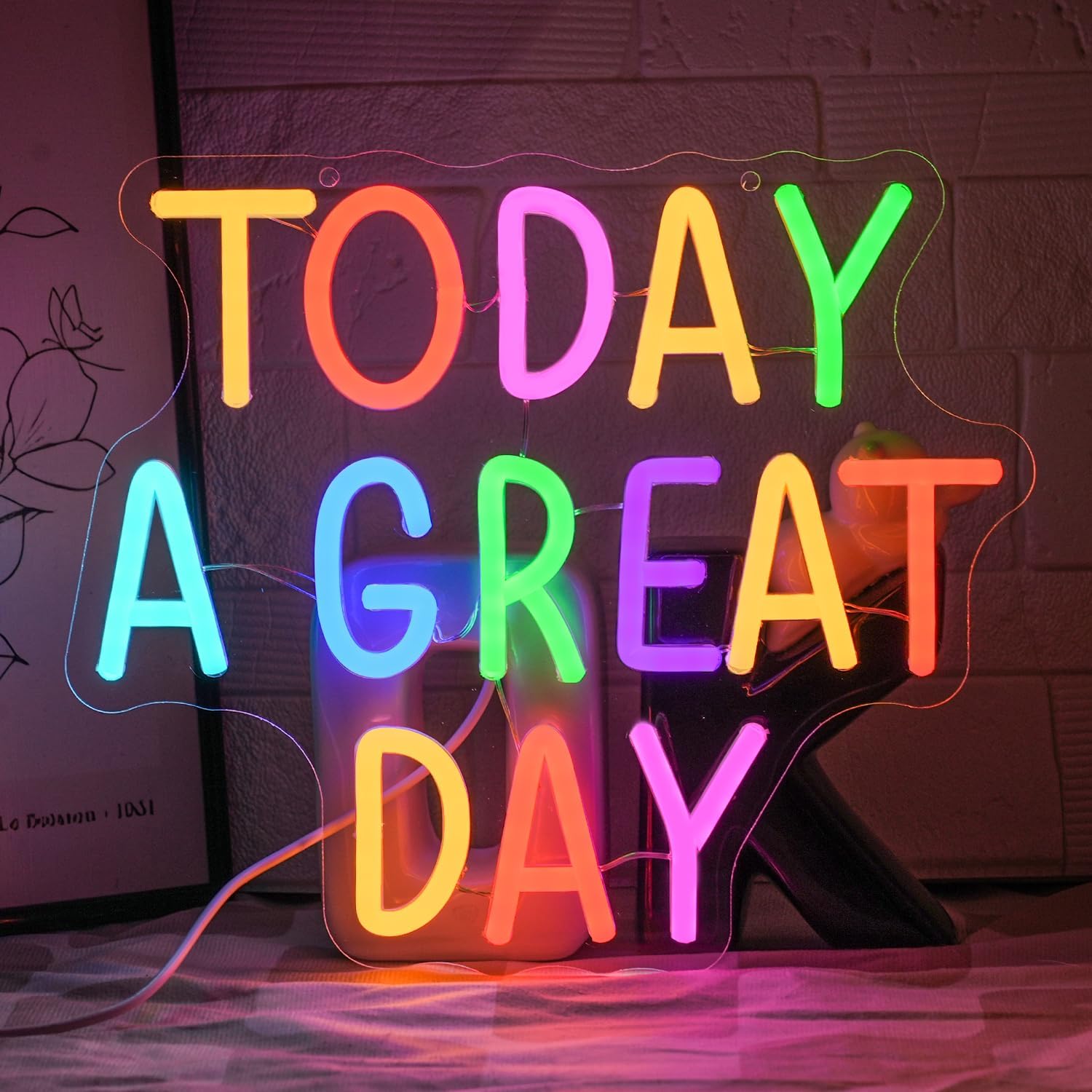 Cat Boba Tea Neon Sign Dimmable Fortune Cat Neon Light Colorful Animal Neon Light Sign Lucky Cat Drinking Bubble Tea LED Light for Milk Tea Shop Resturant Home Bar Birthday Party Decor