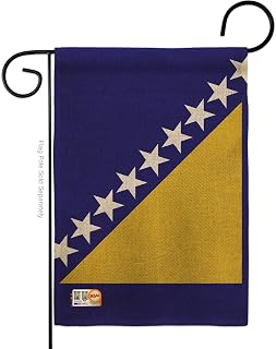 Bosnia and Herzegovina Burlap Garden Flag Nationality Nation International World Country Particular Area Small Decorative Gift Yard House Banner Double-Sided Made In USA 13 X 18.5