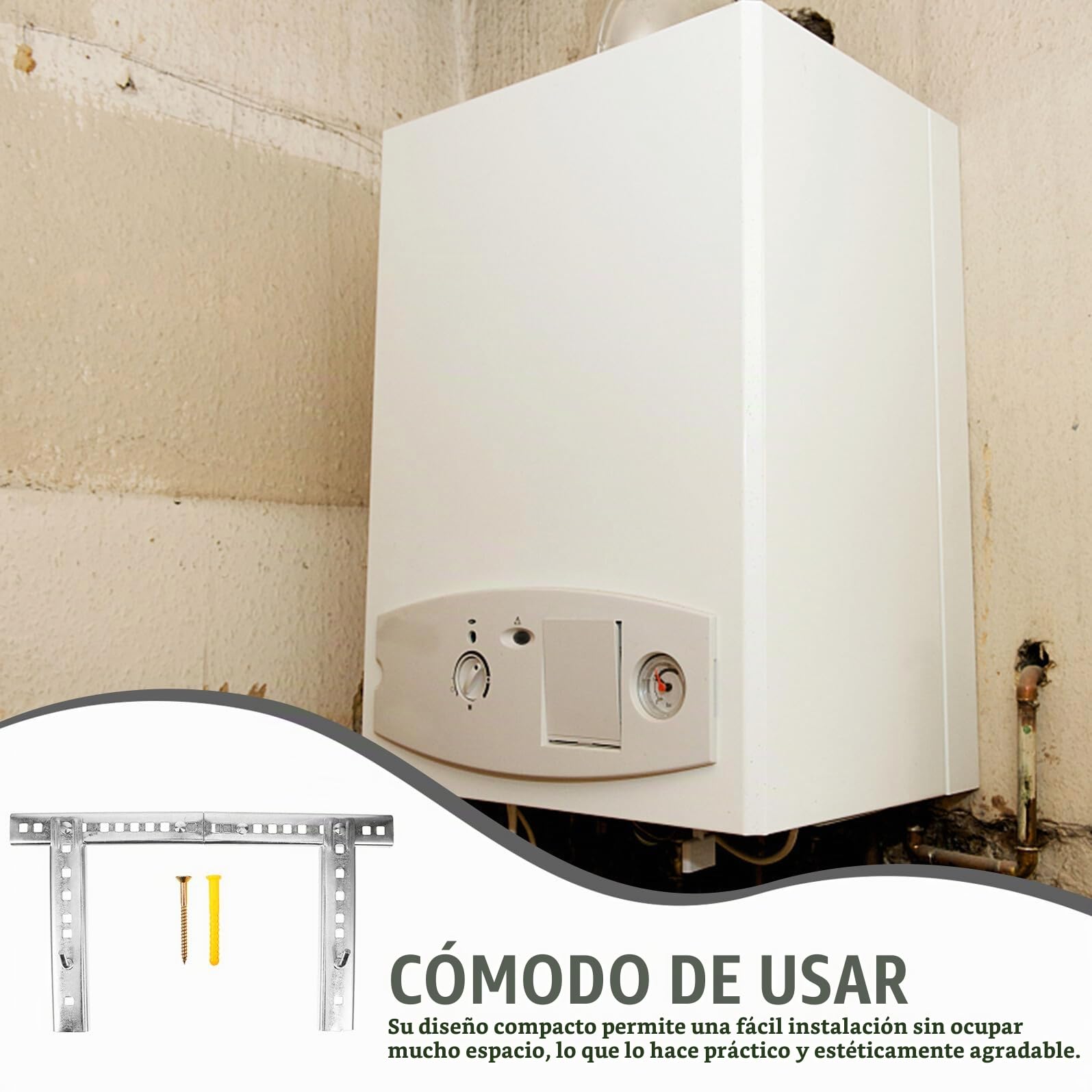 Calentador Pequeños para Eléctrico Soporte de Hierro Agua Compatible Huecas, Diseño Compacto Adecuado y Reducidos Paredes para Baños Espacios