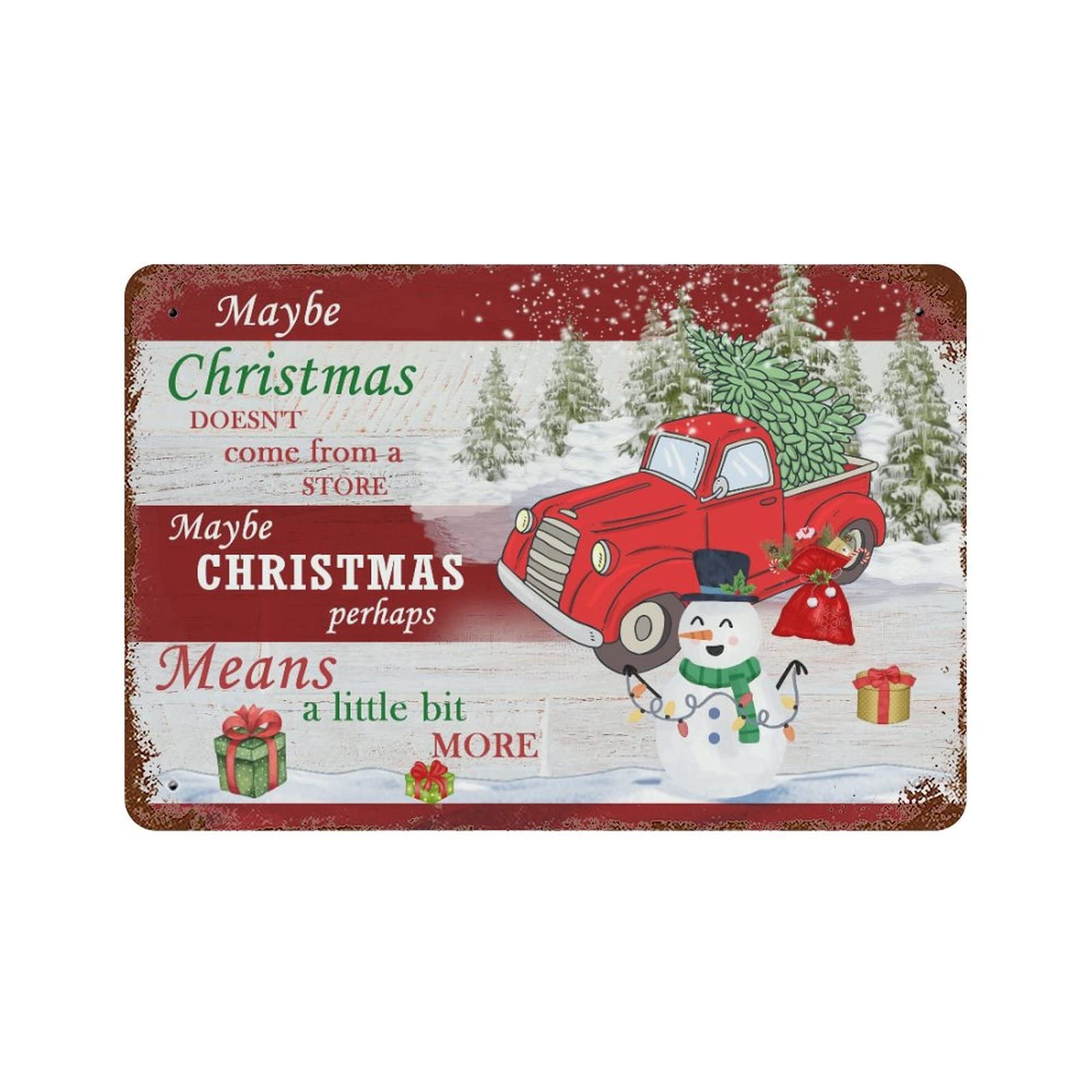 Panneau mural de Noël bonhomme de neige rétro en métal 30x45 cm