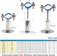 Vista 2 de Kodilin 4PCS 304 Stainless Steel Wall Mount Ceiling Mount Pipe Supports,Suitable for OD Pipe 3/4"(25-28mm),Adjustable Height 50-100mm,Adjustable