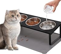 Vista 11 de Tazón de comida para gatos elevado de acero inoxidable para 3 tazones, tazón reemplazable para gatos de 4.7 pulgadas, paquete de 3