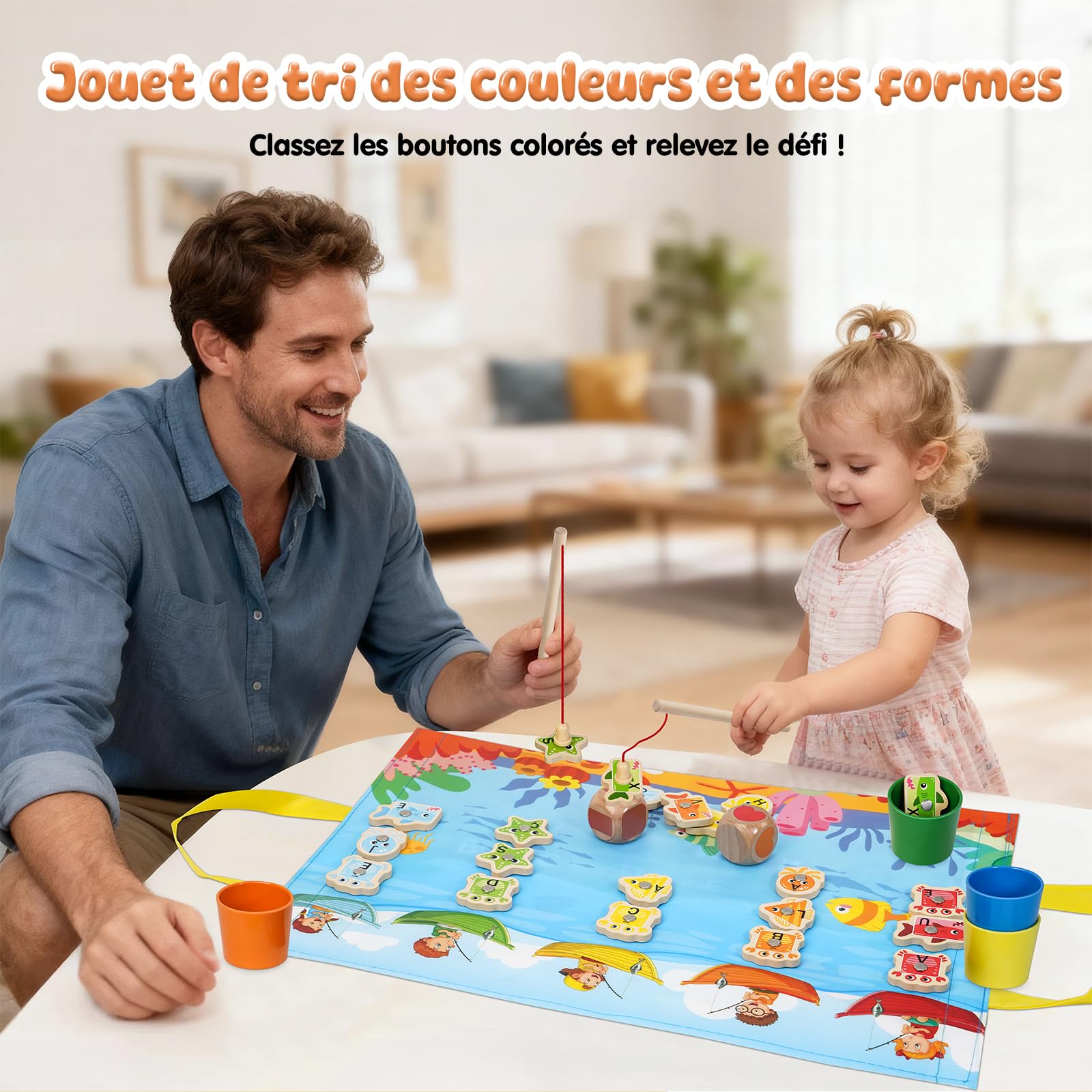 Jouet Enfant 2 3 Ans, Jeux Montessori Pêche a la Ligne pour Enfant 2 3 Ans en Français - Jeu Educatif 2-3 Ans de Tri pour Enfant, Cadeau d'anniversaire Enfant 2 3 4 5 6 Ans