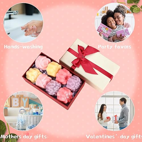 Miniatura 5 de Marsui 8 jabones perfumados de regalo de jabón, mini jabones de baño de colores surtidos para mujeres, adolescentes, mamá, cumpleaños (flor)