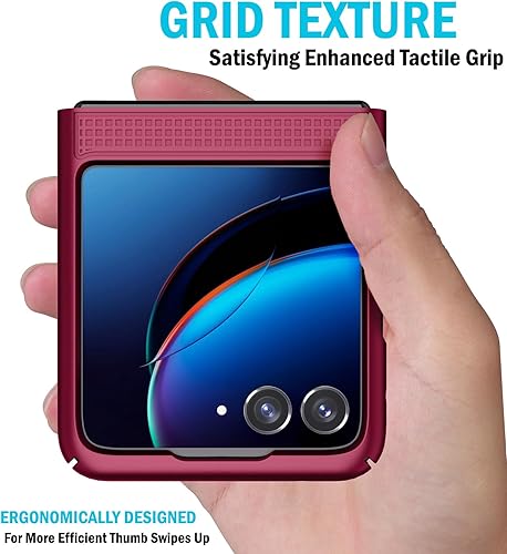 Miniatura 8 de Nakedcellphone - Funda con clip para Motorola RAZR+ 2023, textura de cuadrícula cubierta rígida delgada y giratoriatrinquete Funda de cadera para