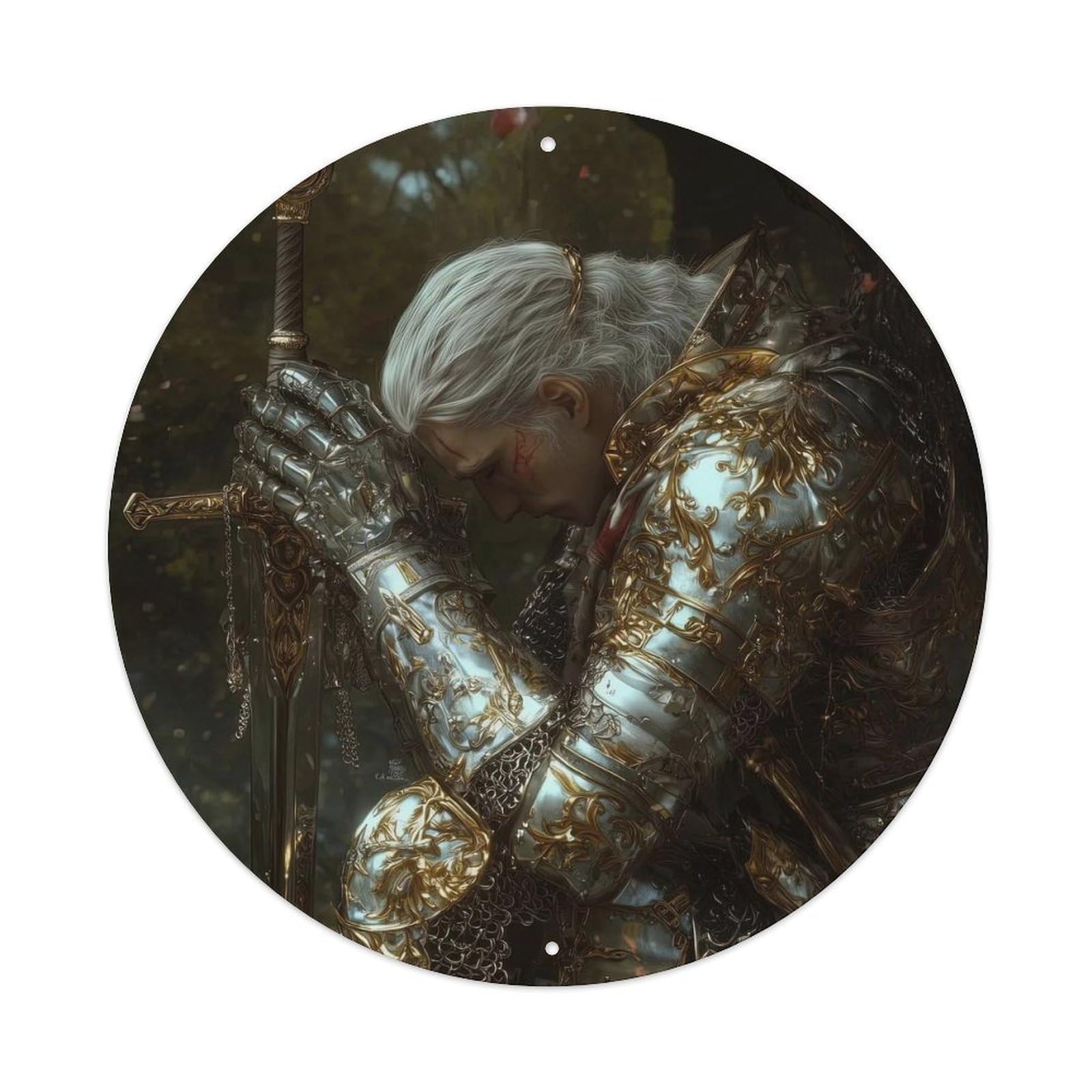Crusader Knight Medieval Armor Sacred Light Vintage Metal Tin Sign