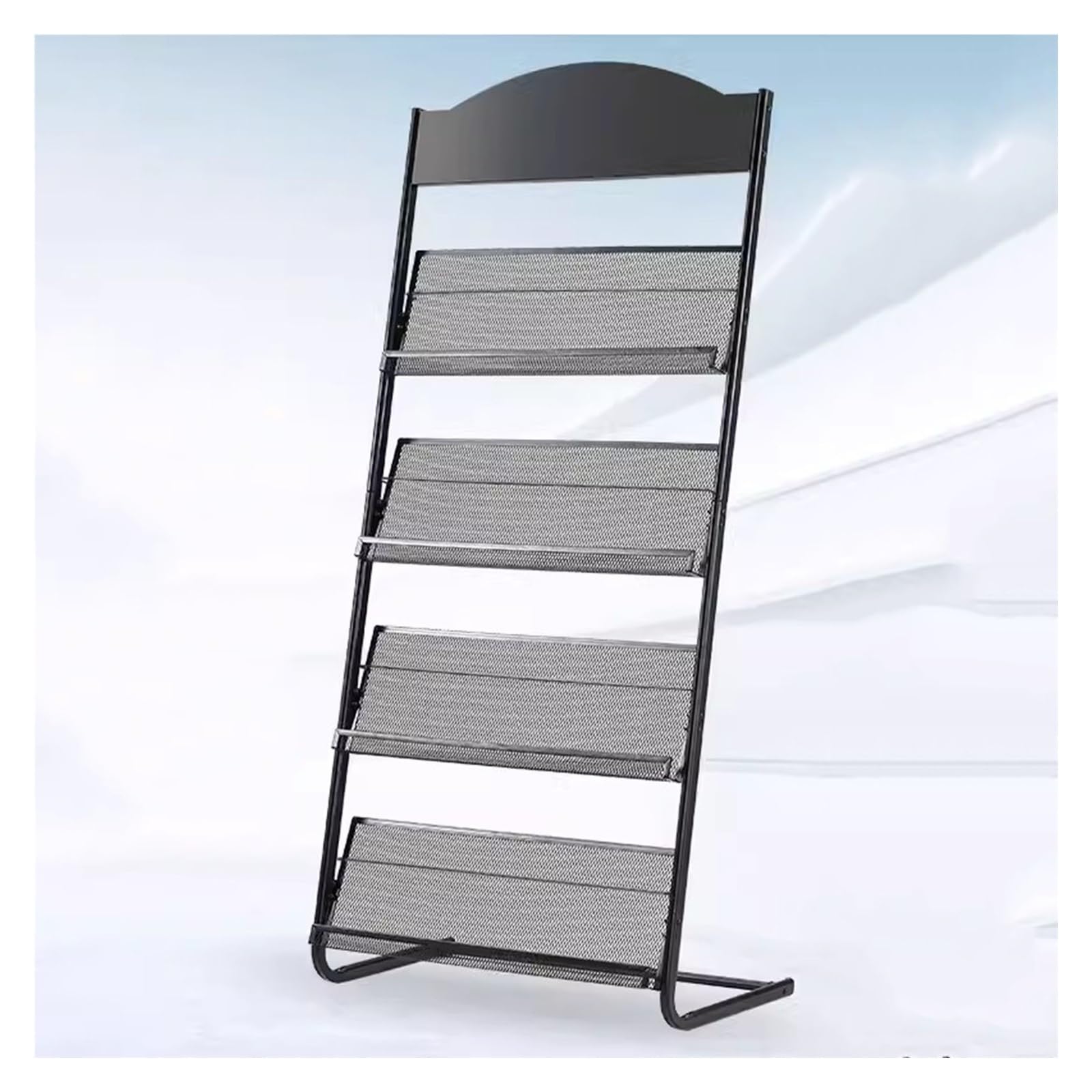 saditesdk Floor-Standing Magazine Rack, 4-Layer Iron Newspaper File Organizer Holder, Brochures or Documents in Exhibitions, Shopping Malls,25.2x56.7