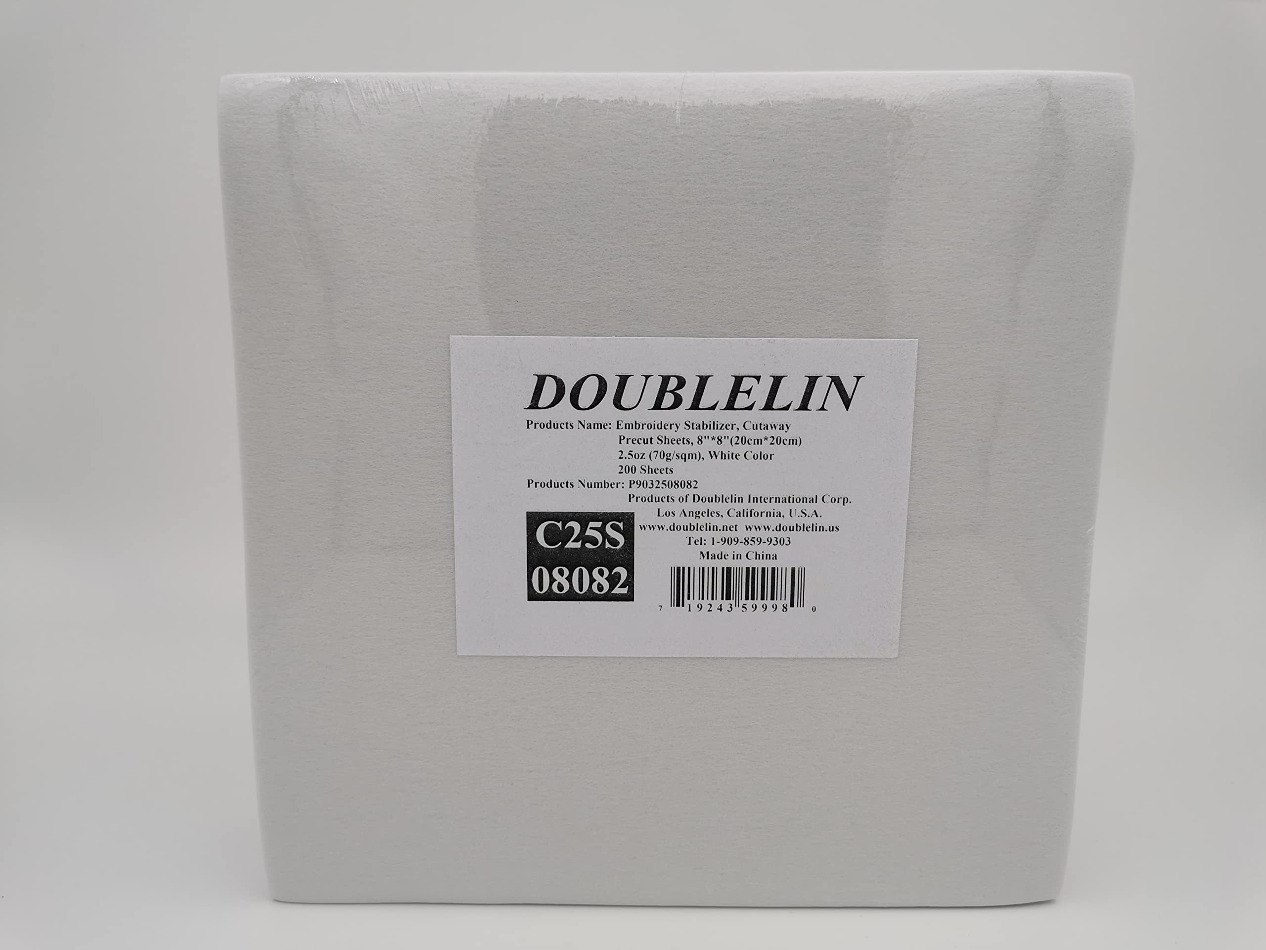 DOUBLELIN Embroidery Stabilizer - Cutaway 2.5oz White, 8x8 Inches, 200 Sheets Pack