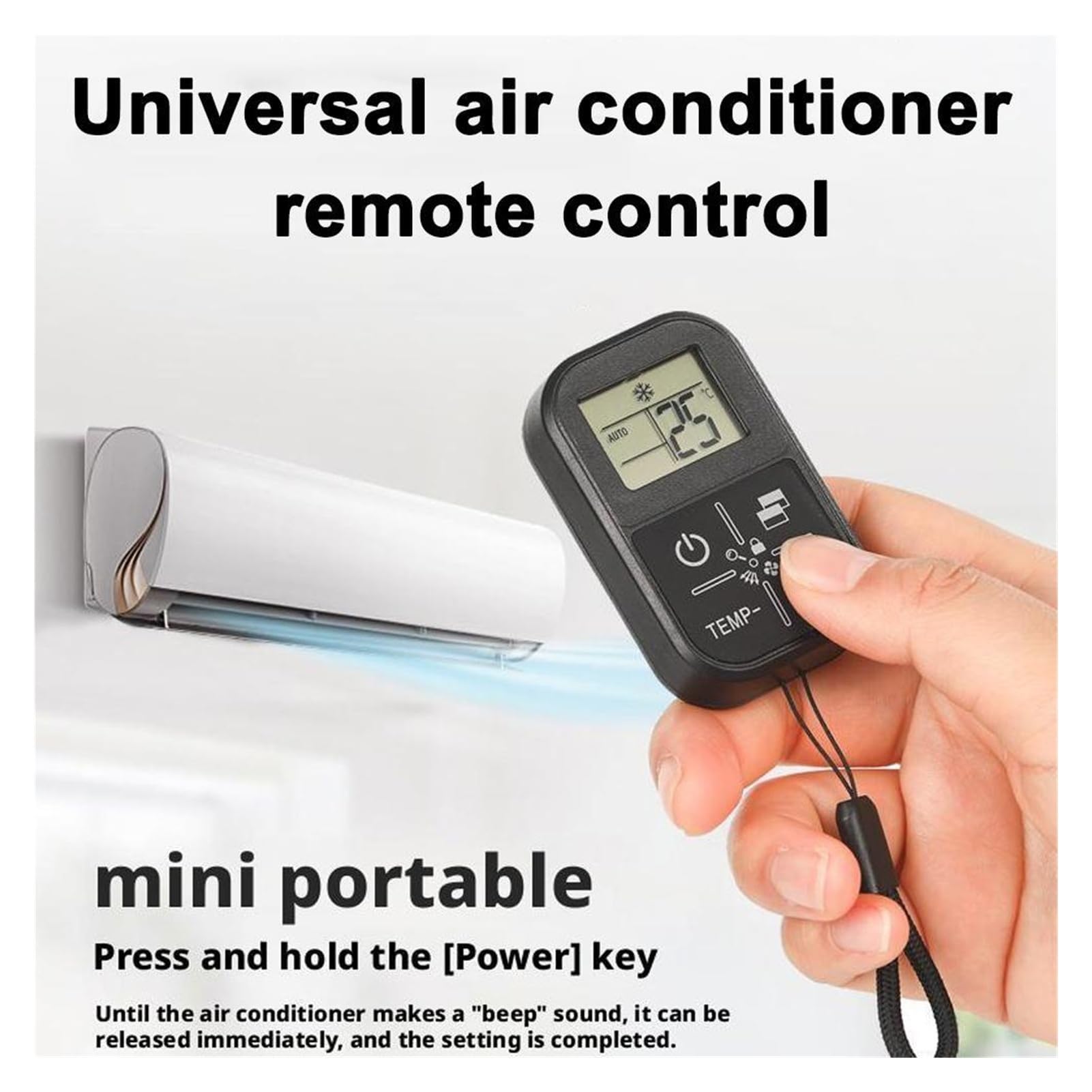 1pc NEW Mini Universal AC Remote Control With Temperature Display CR2032 Battery, Compact Air Conditioner For All Brands(10pcs-regular)