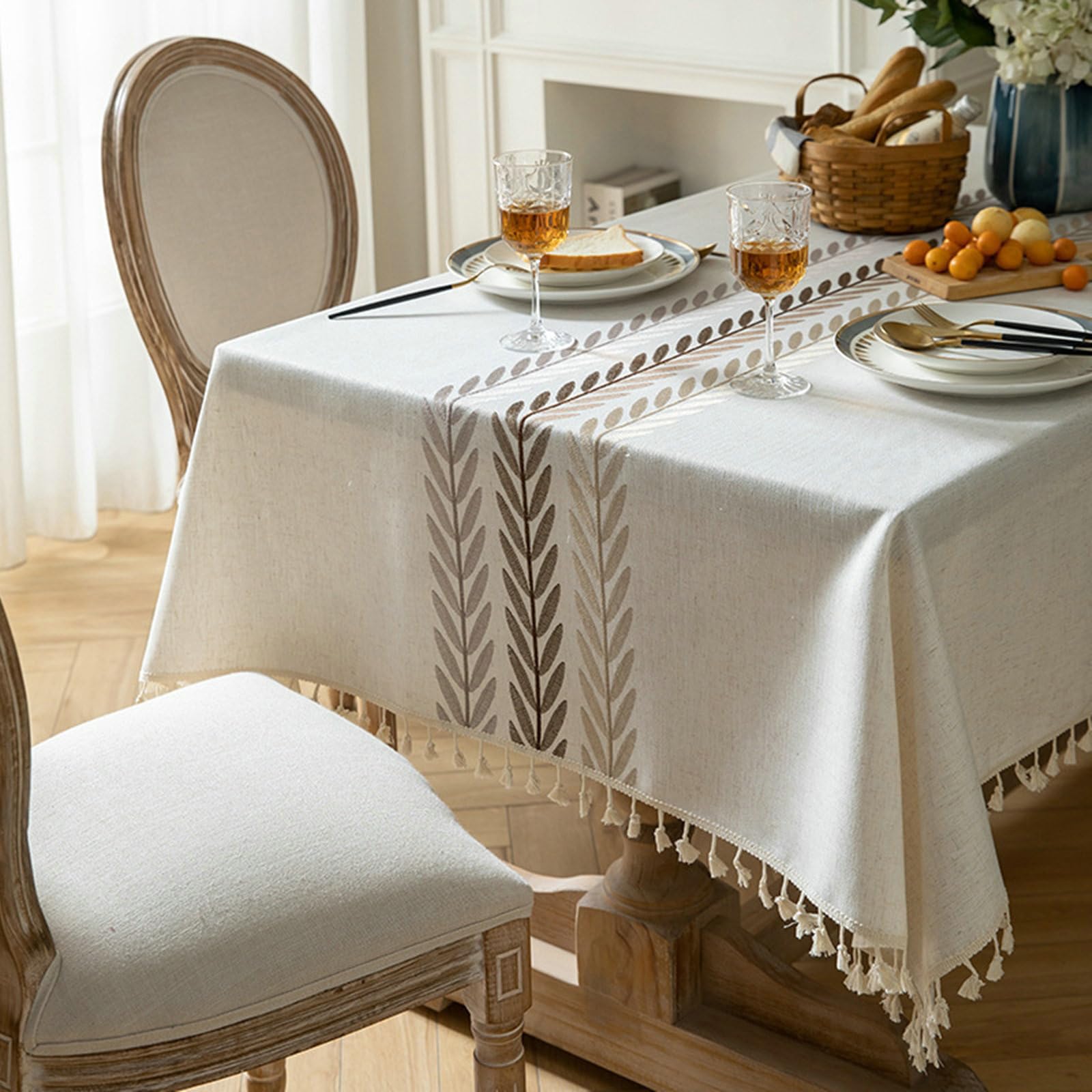 Tovaglie Lavabili, Tovaglia Rettangolare 140x220cm Grano con Nappa
