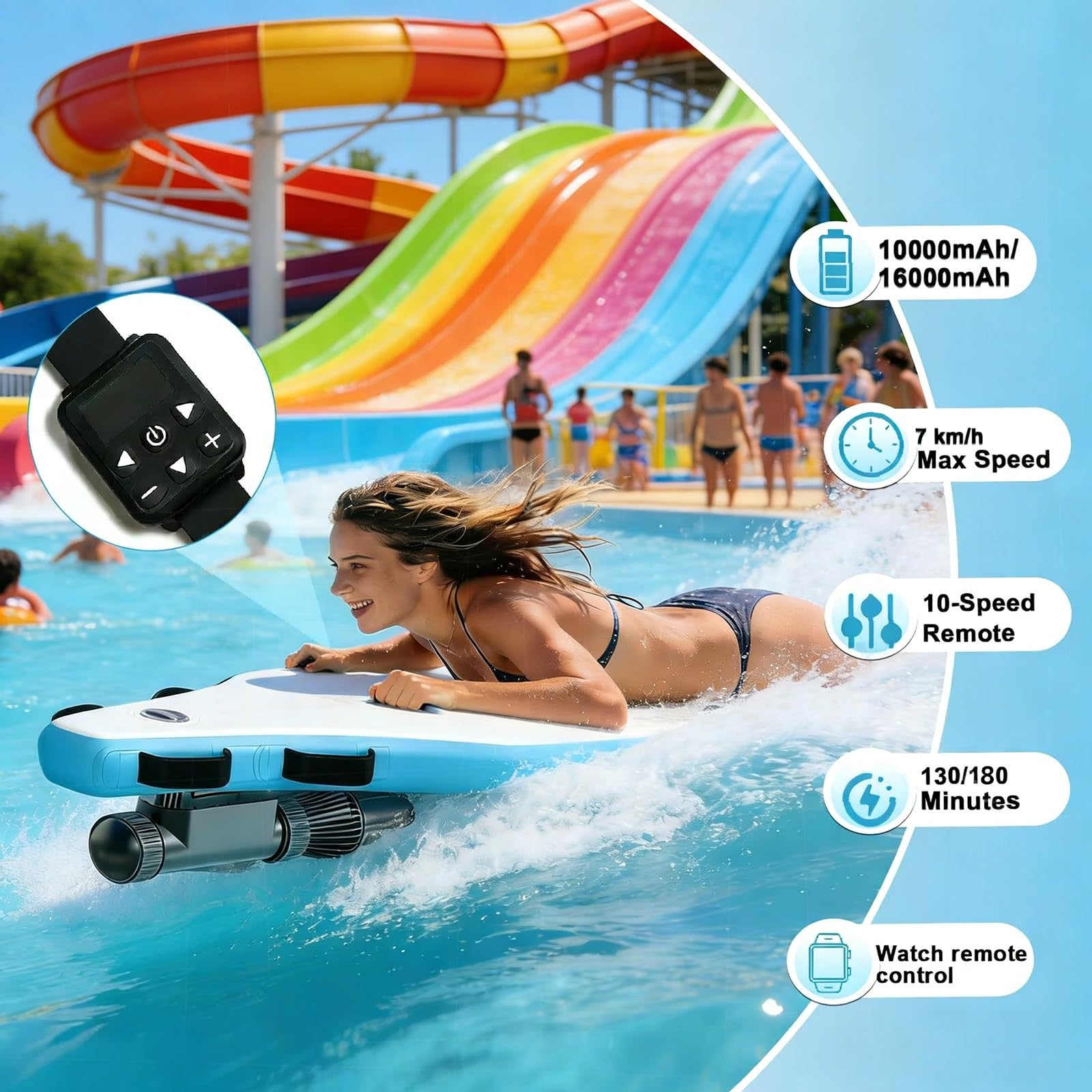 Tabla de surf eléctrica para adultos, tabla de bodyboard inflable motorizada con motor SUP de 500 W, modo doble, hélice subacuática, resistente al agua salada