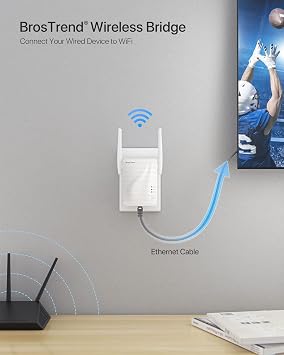 BrosTrend Dual Band 1200Mbps WiFi Bridge, Convert Wired Device to Wireless