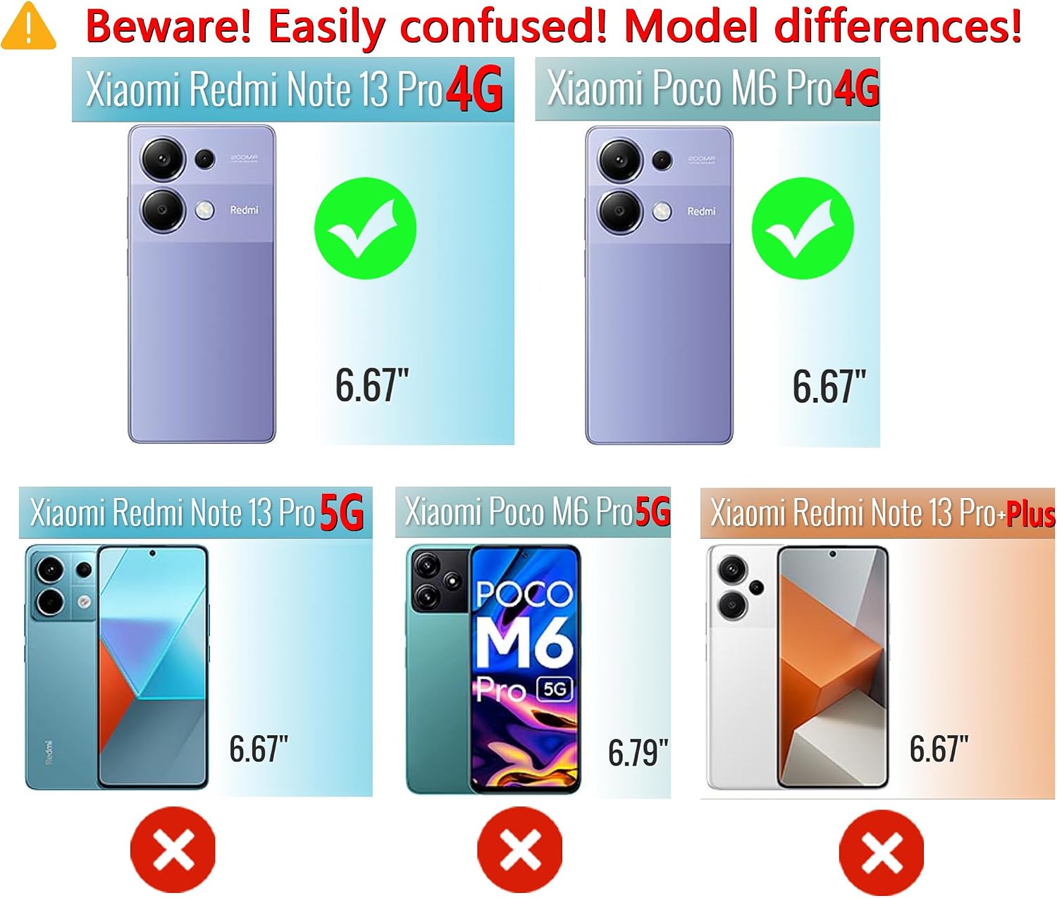 Colorful Silicone Phone Case Cover, Suitable for Redmi Note 13 Pro 4G / Poco M6 Pro 4G (6.67") - Light Cyan