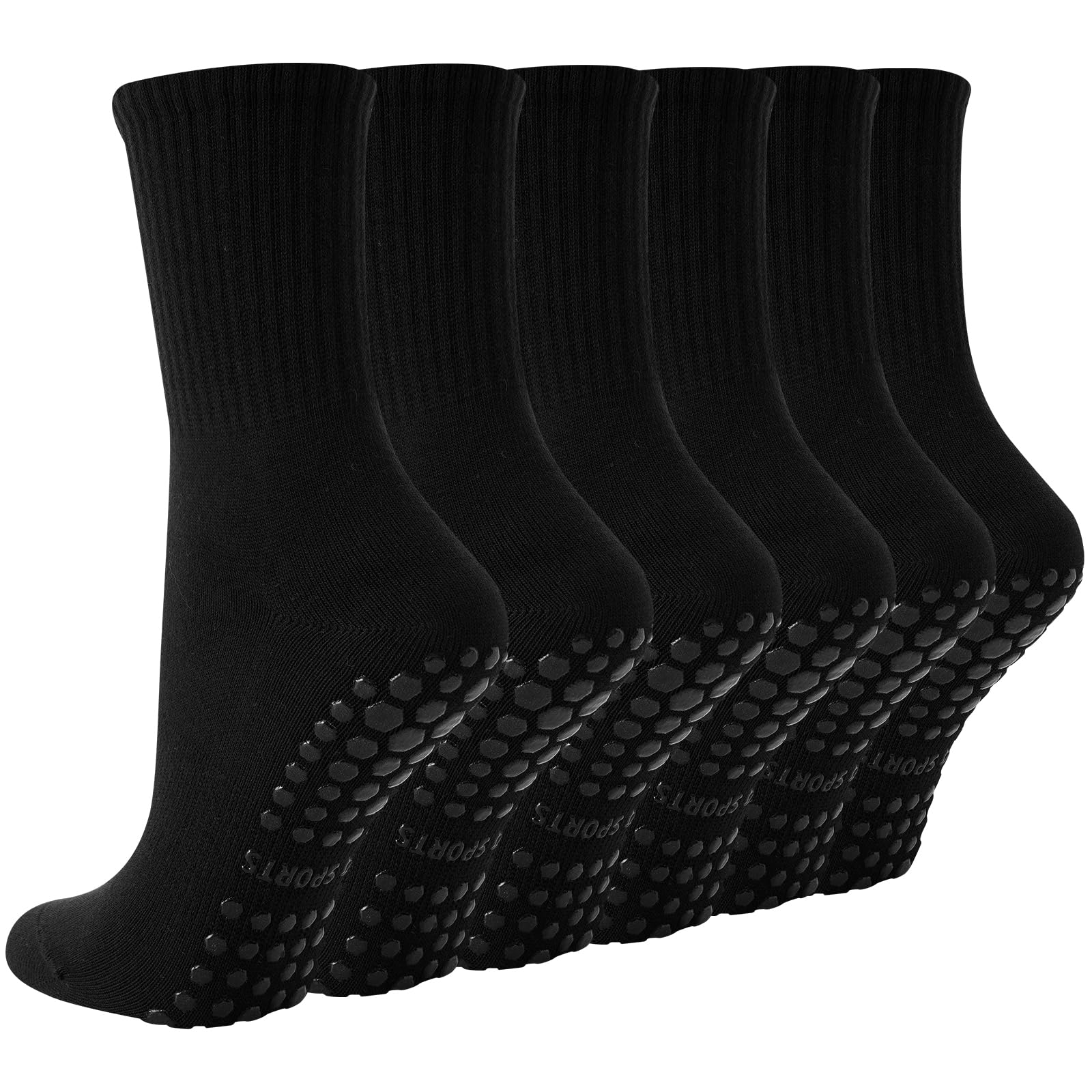 BISOUSOX Pilates Socken Damen 3 Paare Baumwolle Yoga Antirutsch Socken Pilates Größe 36-40 Rutschsocken Stoppersocken Damen für Yoga Fitness Geschenke für Frauen Mama Schwangere Krankenhaus