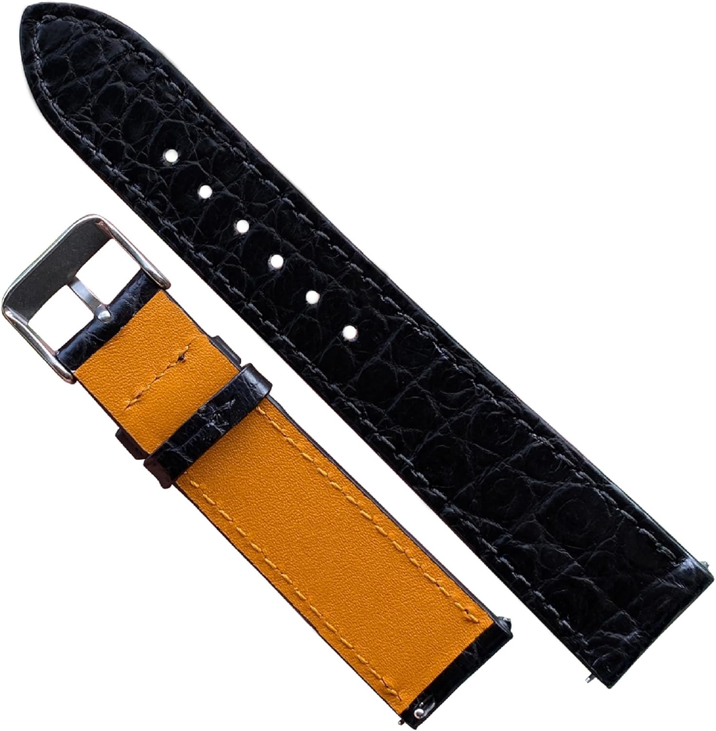 vinacreations Handmade Slim AIIi-gator Watch Band Men Quick Release Thin Croc Premium Flat Leather Watch Strap Replacement Bespoke 18mm 19mm 20mm 21mm 22mm 24mm - Image 2