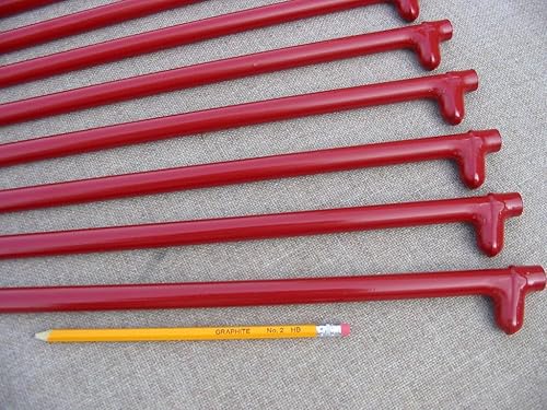 Miniatura 2 de Un paquete de 24 estacas de metal resistente. 18 pulgadas de largo. Acabado esmaltado al horno rojo