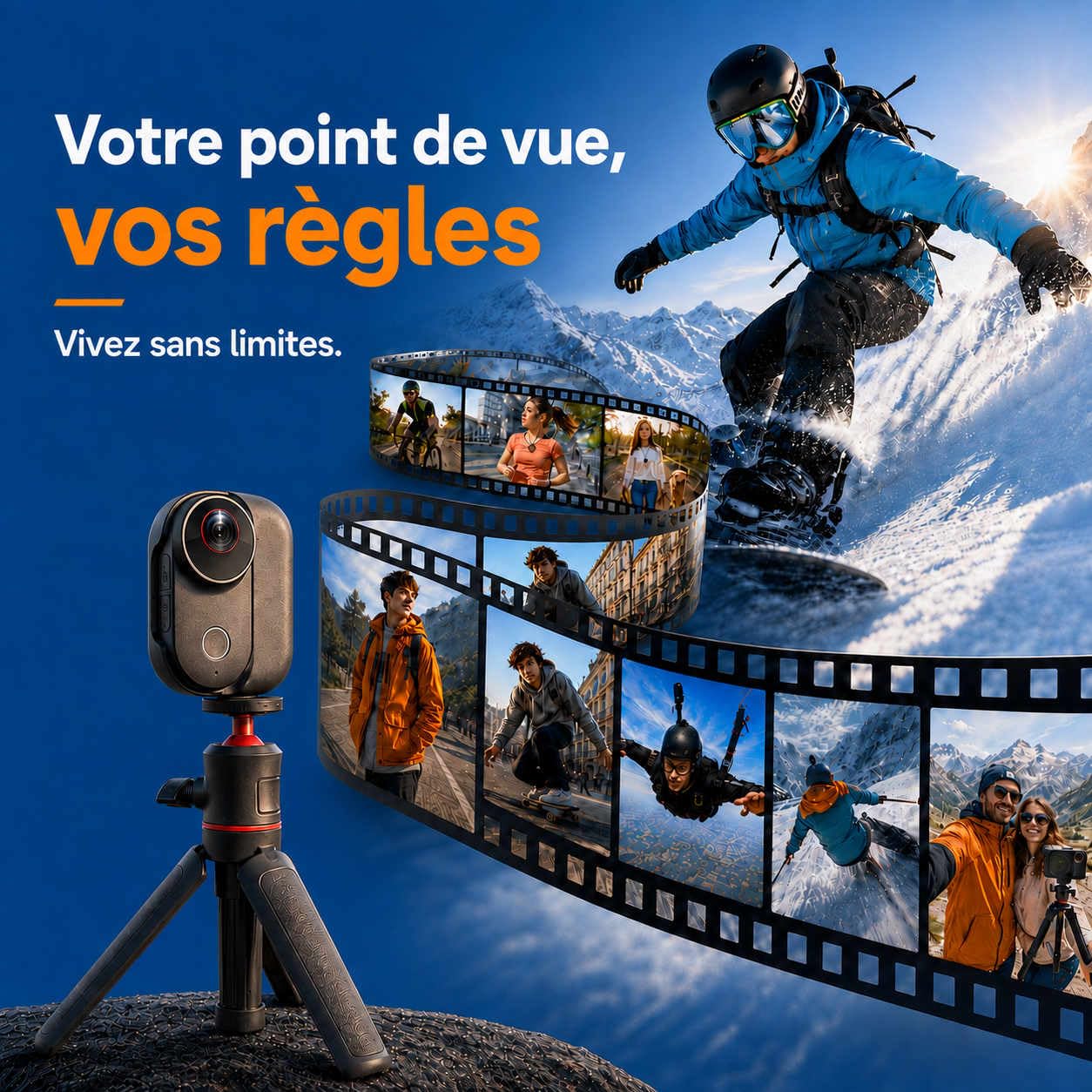 T71M Caméra Sport 4K, Mini Caméra POV avec EIS 6 Axes, Grand Angle 154°, Carte 64 Go,Étui de Charge, Pendentif Magnétique, Supports Guidon et Casque, Caisson Étanche 30m