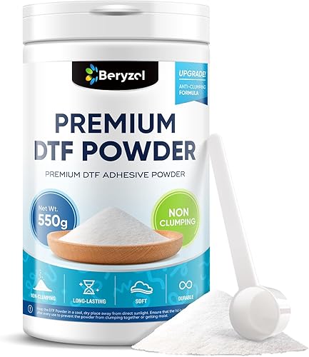 Beryzol Polvo DTF de 550 g19.4 oz adhesivo de transferencia digital blanco termofusible, polvo de transferencia DTF para sublimación, polvo de