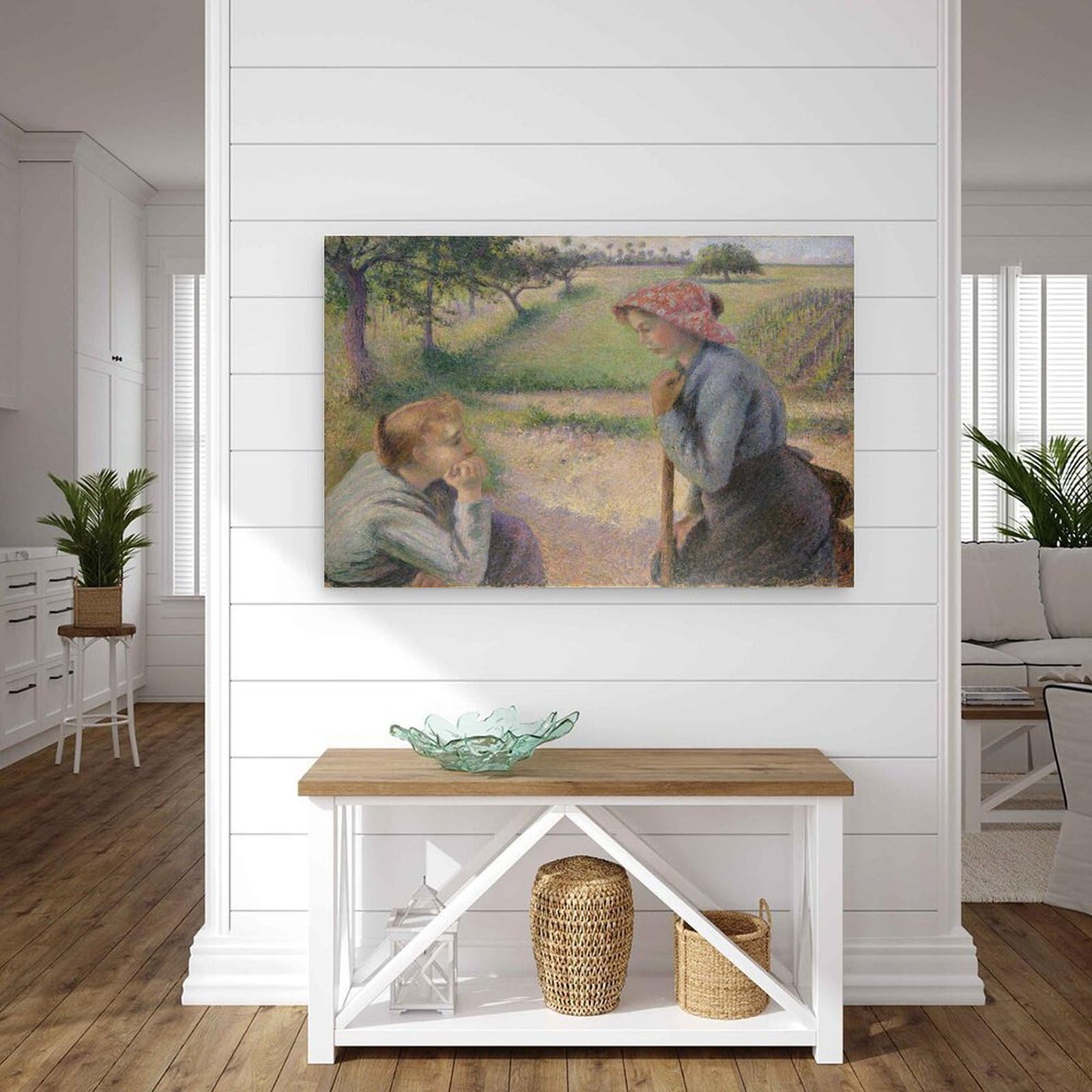 Camille Pissarro - Póster de dos jóvenes campesinas para pared, impresiones fotográficas, pinturas para decoración del hogar, 40,6 x 61 cm