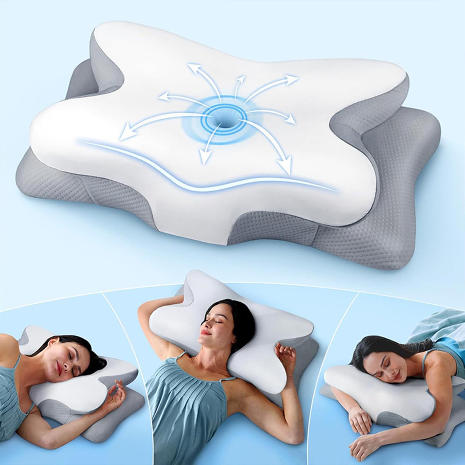 Memory--Kissen Atmungsaktive Weiche Nackenstütze Bettware | Nackenstützendes Schlaf-Memory--Kissen Für Männer Jugendliche Senioren Erwachsene Hotel Reise Camping Wohnheim