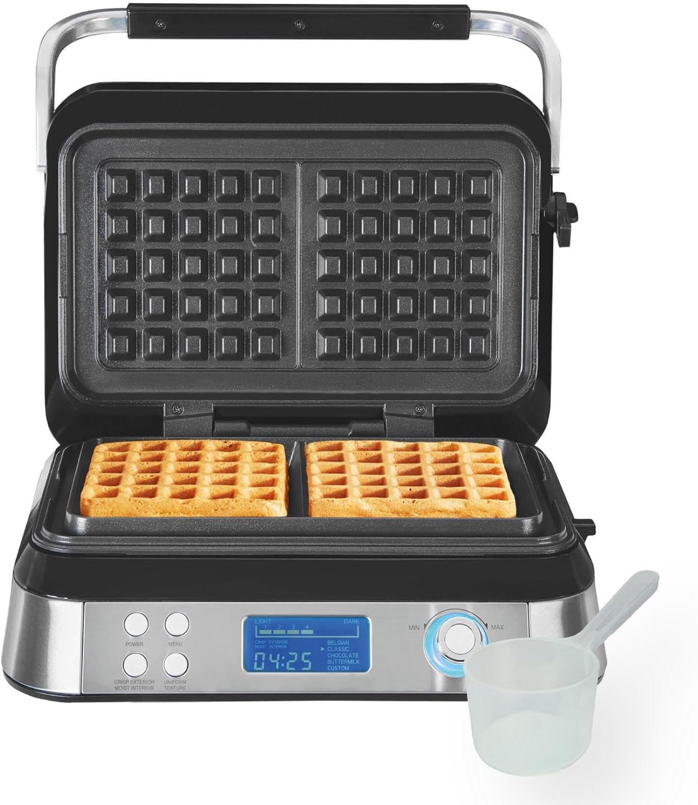 Pro Smart Waffle Maker, Non-Stick, 7 Browning Levels, 5 Programmes, Family Size, Digital Display, Overflow Protection - HB5403T, Silver