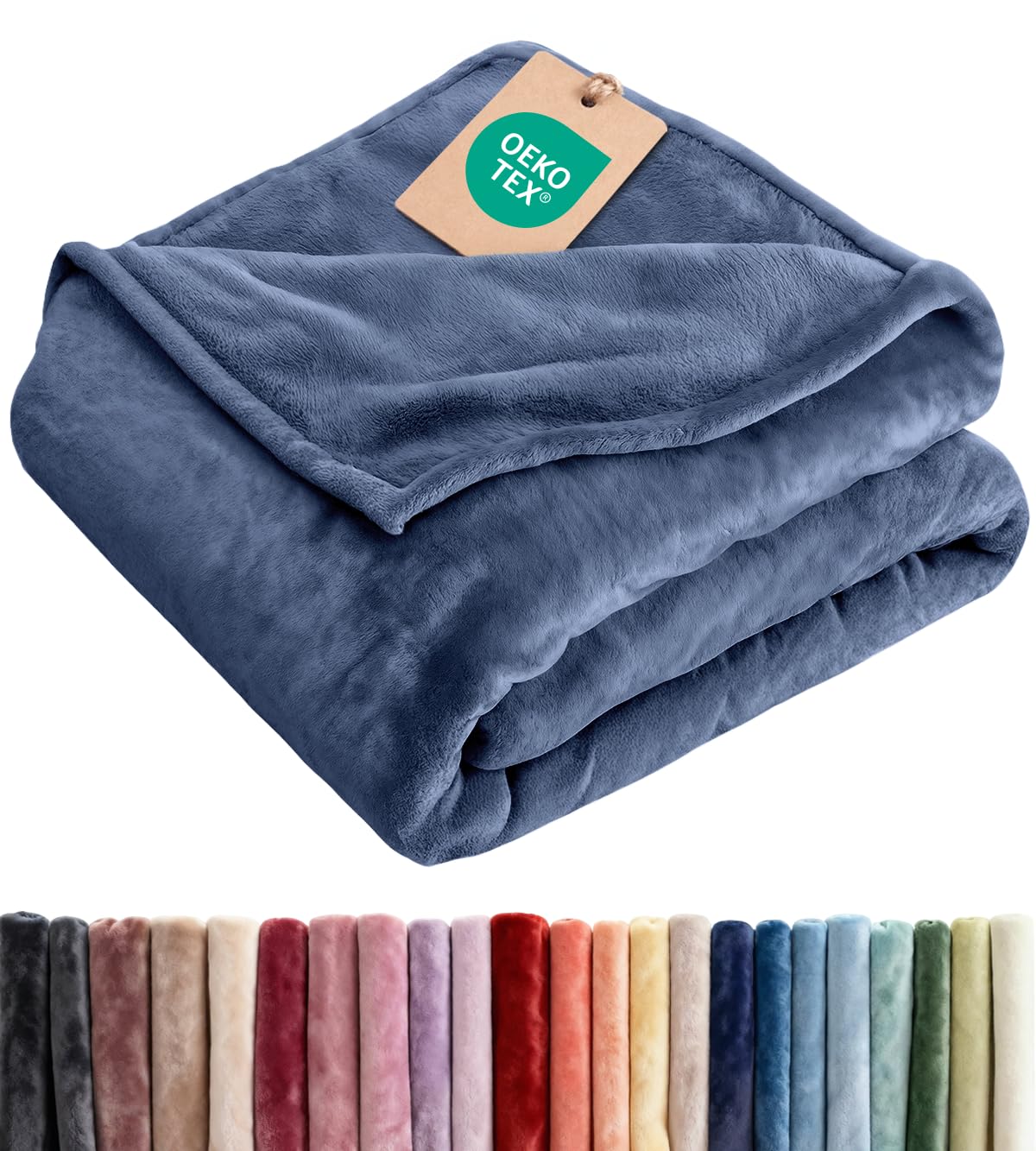 Photo 1 of Ultra Soft Fleece Blanket Queen Size - Flannel Fleece Luxury Queen Blanket - Lightweight for Couch Bed Chair - Thick, Warm & Breathable - All Season Cozy Anti-Static Microplush Bedding, Washed Blue