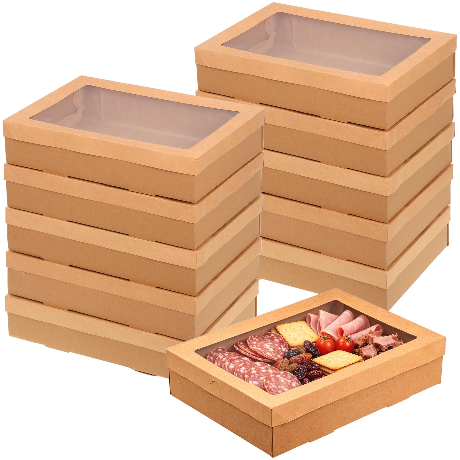 Confezione da 10 scatole per salumi con finestra trasparente, extra large