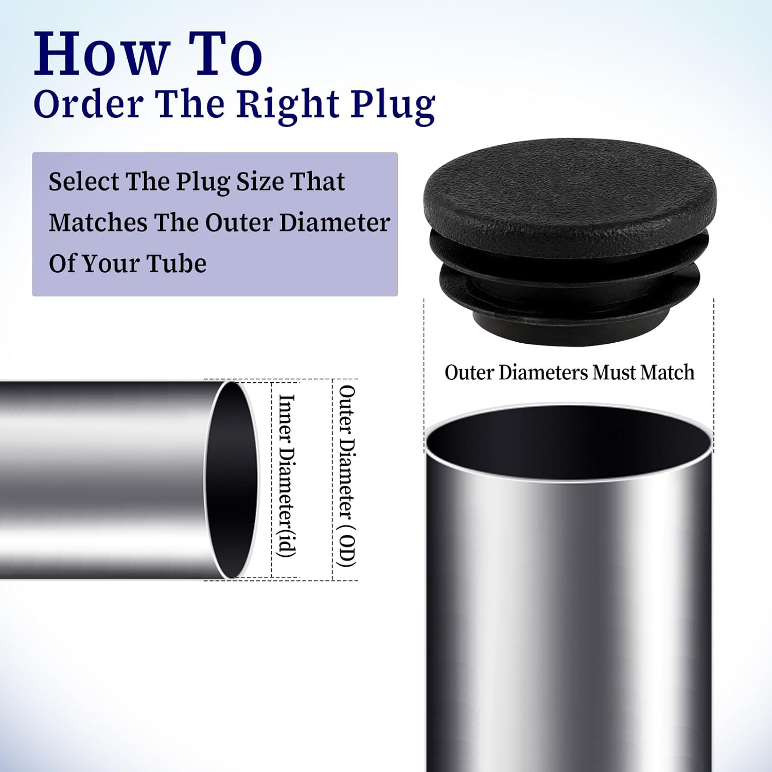 1 Inch 20 PCS Round Plastic Plug, Pipes Tubing End Cap Black Plastic Plug, Glide Insert Furniture Finishing Plugs, Steel Furniture Foot Table Chair Leg Blanking End Insert Plugs for Round Metal Tube