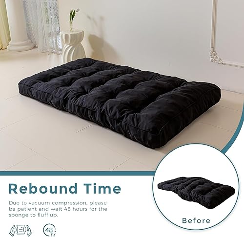 Miniatura 3 de YOSHOOT Colchón de futón de 6 pulgadas, tamaño matrimonial, sofá cama de futón grueso, colchón de suelo para adultos, relleno de espuma triturada,
