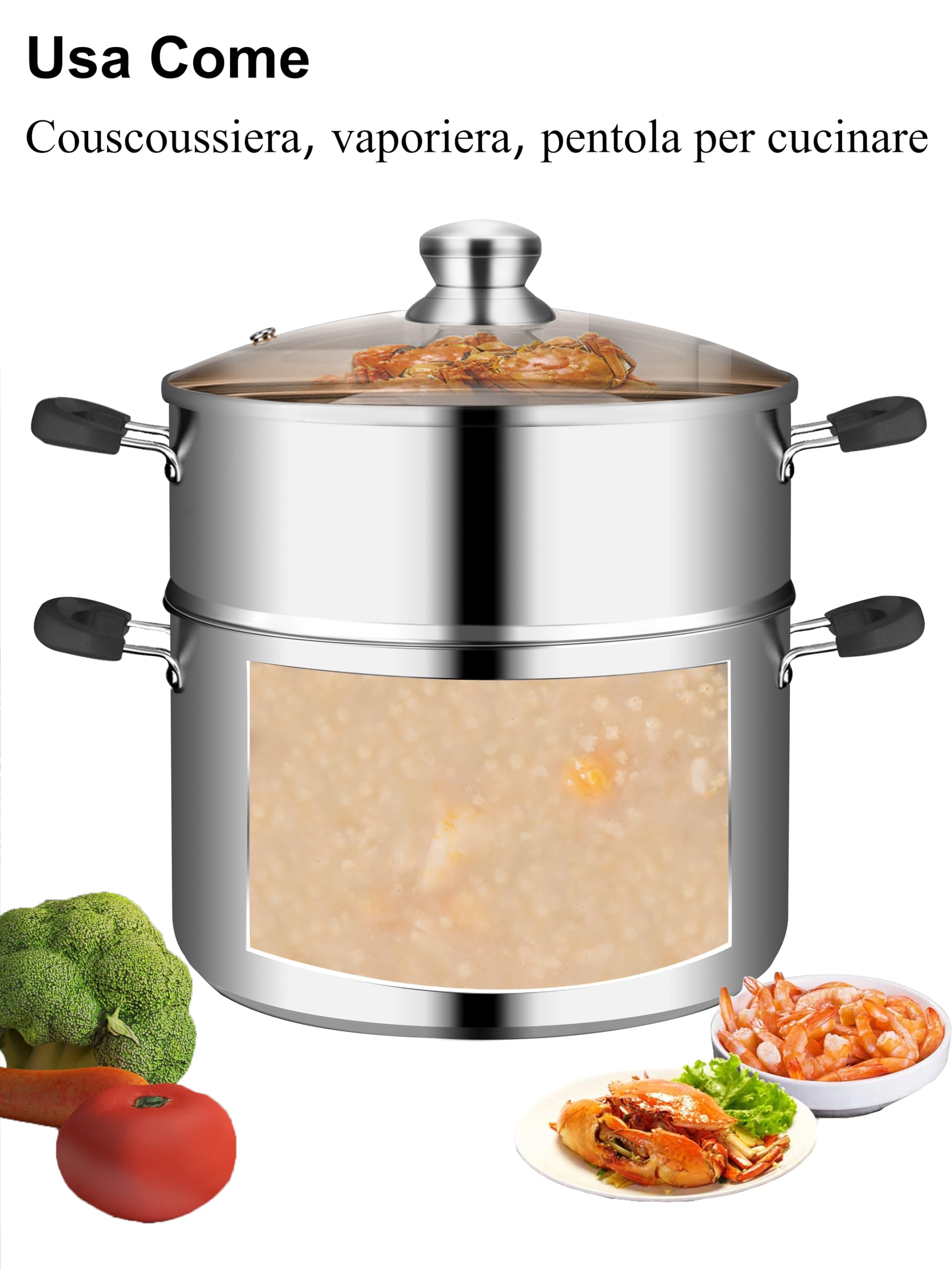 VENTION Vaporiera Pentola Induzione, Vaporiera Acciaio Inox 24 cm, Pentola a Vapore Piccola, Pentolino per Cottura a Vapore 5,3L