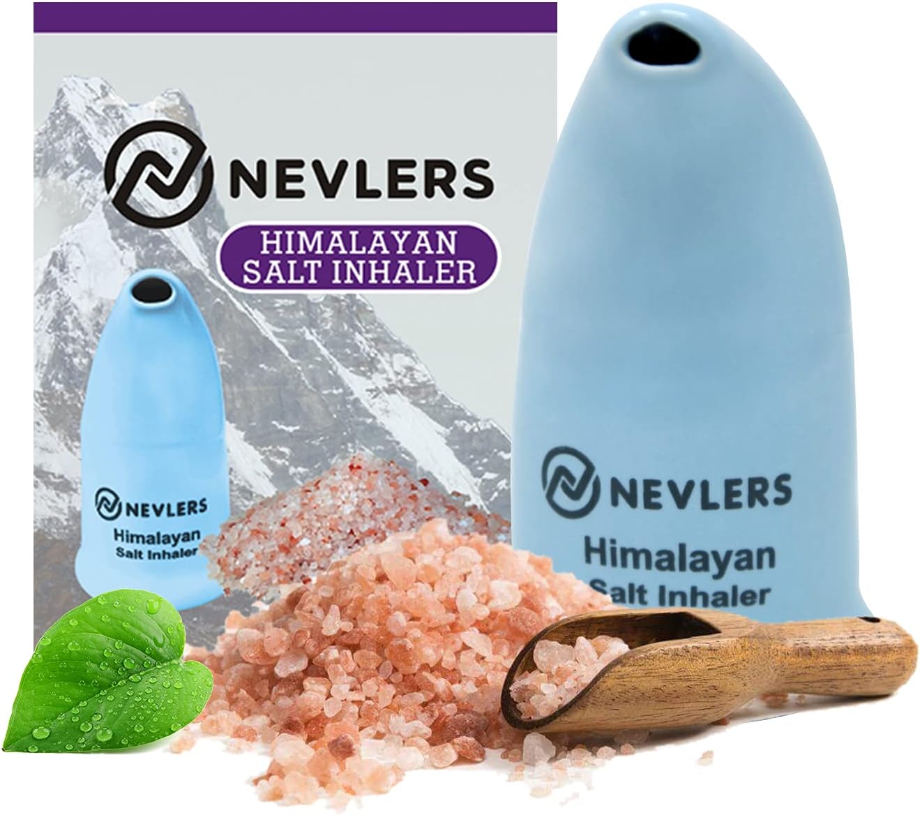 Nevlers Himalayan Salt Inhaler Ceramic with 6 Oz Organic