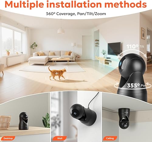 Miniatura 4 de owltron Cámara interior 2K, 360 cámaras para seguridad en el hogar con detección de movimiento, monitor de bebé con aplicación de teléfono, cámara